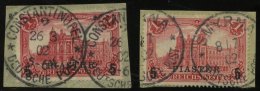 DP TÜRKEI 20Ia BrfStk, 1900, 5 PIA. Auf 1 M. Rot, Mit Höher Und Tiefer Stehendem Aufdruck, 2 Prachtbriefst&uum - Turkey (offices)