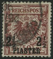 DP TÜRKEI 10ba O, 1899, 21/2 PIA. Auf 50 Pf. Lilabraun, Feinst (Bugspur), Gepr. Jäschke-L., Mi. 150.- - Turkse Rijk (kantoren)