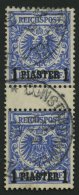 DP TÜRKEI 8dZS O, 1897, 1 PIA. Auf 20 Pf. Violettultramarin Im Zwischenstegpaar, Pracht, Mi. 120.- - Turkey (offices)