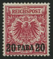 DP TÜRKEI 7db *, 1899, 20 PA. Auf 10 Pf. Lilarot, Falzrest, Pracht, Gepr. Jäschke-L., Mi. 60.- - Turkse Rijk (kantoren)