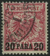 DP TÜRKEI 7a O, 1889, 20 PA. Auf 10 Pf. Rosarot, Kleine Falzhelle Stelle Sonst Pracht, Gepr. Jäschke-L., Mi. 1 - Turchia (uffici)