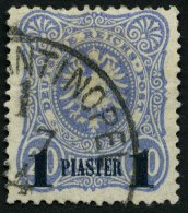 DP TÜRKEI 3b O, 1884, 1 PIA. Auf 20 Pf. Violettultramarin, Aufdruck Blauschwarz, üblich Gezähnt Pracht, M - Turkse Rijk (kantoren)