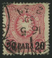 DP TÜRKEI 2a O, 1884, 20 PA. Auf 10 Pf. Lebhaftrosa, üblich Gezähnt Pracht, Gepr. Bothe, Mi. 120.- - Turkse Rijk (kantoren)