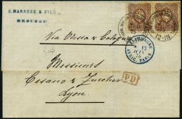 DP TÜRKEI V 35a Paar BRIEF, 7.6.1875, 25 Pfe. Rötlichbraun Im Waagerechten Paar Auf Brief Von BORUSSA übe - Turkey (offices)