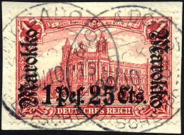 DP IN MAROKKO 55IA BrfStk, 1911, 1 P. 25 C. Auf 1 M., Friedensdruck, Stempel MOGADOR, Prachtbriefstück, Gepr. Bothe - Marokko (kantoren)
