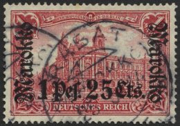 DP IN MAROKKO 55IA O, 1911, 1 P. 25 C. Auf 1 M., Friedensdruck, Stempel RABAT, üblich Gezähnt Pracht, Mi. (80. - Maroc (bureaux)