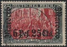 DP IN MAROKKO 45 O, 1906, 6 P. 25 C. Auf 5 M., Mit Wz., Stempel MARRAKESCH (KK), Feinst (Laschenaufriss Und Ausgebessert - Marokko (kantoren)