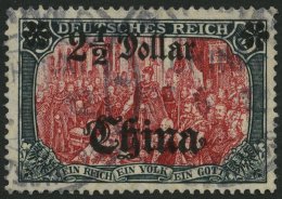 DP CHINA 47IAL IIa O, 1906, 21/2 D. Auf 5 M., Mit Wz., Friedensdruck, Abstand 9 Mm, Pracht, Gepr. Jäschke-L., Mi. 1 - Chine (bureaux)