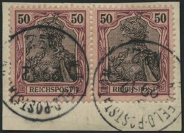 DP CHINA P Vg Paar BrfStk, Petschili: 1900, 50 Pf. Reichspost Im Waagerechten Paar Auf Postabschnitt (rückseitige T - Chine (bureaux)