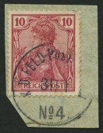 DP CHINA P Vc BrfStk, Petschili: 1900, 10 Pf. Reichspost, Stempel K.D. FELD-POSTSTATION No. 4, Prachtbriefstück - China (oficinas)