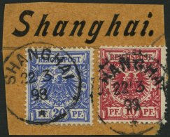 DP CHINA M 47e,48d BrfStk, 1898, 10 Pf. Dunkelrosa Und 20 Pf. Violettultramarin Auf Briefstück Mit Stempel SHANGHAI - Cina (uffici)