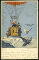LUFTPOST-GANZSACHEN LPP 62/02 BRIEF, 1909, Internationale Luftfahrt-Ausstellung, Paar Mit Einglas Im Freiballon übe - Airplanes
