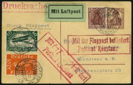 SPÄTERE FLÜGE (SPF) 21.7.01 BRIEF, 2.9.1922, München-Konstanz, Prachtkarte - Avions