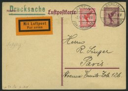 ERST-UND ERÖFFNUNGSFLÜGE 26.59.01 BRIEF, 3.6.1926, Berlin-Paris, Prachtkarte - Zeppelins