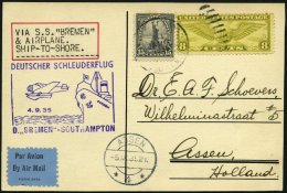 KATAPULTPOST 210b BRIEF, 4.9.1935, &quot,Bremen&quot, - Southampton, US-Seepostaufgabe, Prachtkarte - Covers & Documents