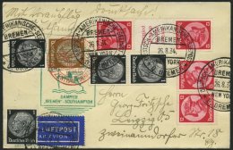 KATAPULTPOST 175c BRIEF, 30.8.1934, Bremen - Southampton, Deutsche Seepostaufgabe, Frankiert U.a. Mit S 105 Und K 18, Dr - Brieven En Documenten