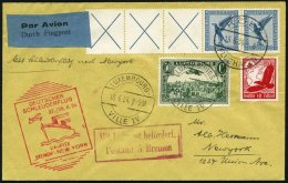 KATAPULTPOST 161Lu BRIEF, Luxemburg: 27.6.1934, Bremen - New York, Zweiländerfrankatur U.a. Mit DR Mi.Nr. W 21.3!, - Brieven En Documenten