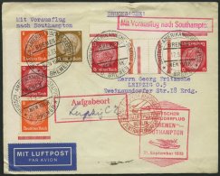 KATAPULTPOST 144c BRIEF, 21.9.1933, Bremen - Southampton, Deutsche Seepostaufgabe, Frankiert Mit S 113 Und KZ 19, Drucks - Brieven En Documenten