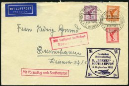 KATAPULTPOST 140c BRIEF, 5.9.1933, &quot,Bremen&quot, - Southampton, Deutsche Seepostaufgabe, Prachtbrief - Brieven En Documenten