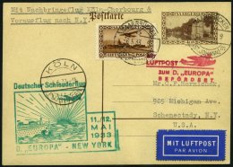 KATAPULTPOST 113Sr BRIEF, Saargebiet: 12.5.1933, &quot,Europa&quot, - New York, Nachbringeflug, Auf 40 Pf. Ganzs - Brieven En Documenten