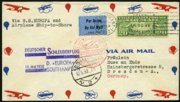 KATAPULTPOST 78a BRIEF, 16.5.1932, &quot,Europa&quot, - Southampton, US-Landpostaufgabe, Prachtbrief - Cartas & Documentos