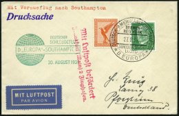 KATAPULTPOST 67c BRIEF, 30.8.1931, Europa - Southampton, Deutsche Seepostaufgabe, Drucksache, Prachtbrief - Storia Postale