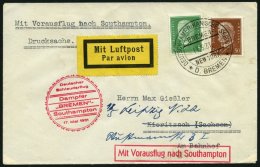 KATAPULTPOST 42c BRIEF, 17.5.1931, &quot,Bremen&quot, - Southampton, Deutsche Seepostaufgabe, Drucksache, Pracht - Covers & Documents