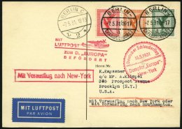 KATAPULTPOST 41c BRIEF, 16.5.1931, Europa - New York, Nachbringe- Und Schleuderflug, Prachtkarte - Cartas & Documentos