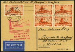 KATAPULTPOST 31Sr BRIEF, Saargebiet: 15.9.1930, &quot,Europa&quot, - New York, Frankiert U.a. Mit Mi.Nr. 142, Pr - Brieven En Documenten