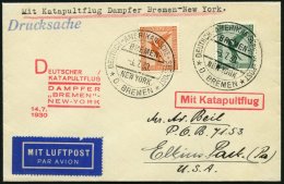 KATAPULTPOST 18b BRIEF, 14.7.1930, &quot,Bremen&quot, - New York, Seepostaufgabe, Drucksache, Prachtbrief - Brieven En Documenten