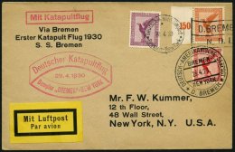 KATAPULTPOST 10b BRIEF, 29.4.1930, &quot,Bremen&quot, - New York, Seepostaufgabe, Prachtbrief - Brieven En Documenten