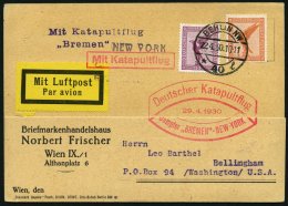 KATAPULTPOST 10a BRIEF, 29.4.1930, &quot,Bremen&quot, - New York, Landpostaufgabe, Prachtkarte - Brieven En Documenten