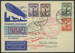 ZULEITUNGSPOST 189B BRIEF, Türkei: 1932, 8. Südamerikafahrt, Anschlußflug Ab Berlin, Prachtkarte - Zeppelins