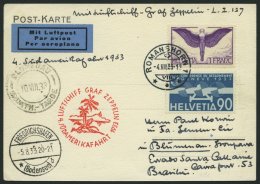 ZULEITUNGSPOST 223Aa BRIEF, Schweiz: 1933, 4. Südamerikafahrt, Rückseitige Brasilianische Bestätigungsste - Zeppelins