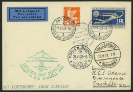 ZULEITUNGSPOST 166 BRIEF, Schweiz: 1932, Schweizfahrt, Prachtkarte Nach Holland - Zeppelins