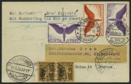 ZULEITUNGSPOST 124Ca BRIEF, Schweiz: 1931, 1. Südamerikafahrt, Bis Rio De Janeiro, Prachtkarte - Zeppelins