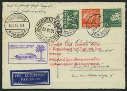 ZULEITUNGSPOST 129 BRIEF, Niederlande: 1931, 2. Südamerikafahrt, Mit Rotem Sonderstempel, Prachtkarte - Zeppelins