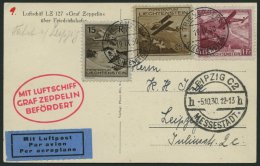 ZULEITUNGSPOST 91A BRIEF, Liechtenstein: 1930, Fahrt Nach Leipzig, Prachtkarte - Zeppelin