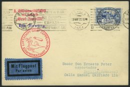 ZULEITUNGSPOST 57A BRIEF, Liechtenstein: 1930, Südamerikafahrt, Bis Sevilla, Mit Einzelfrankatur Mi.Nr. 71, Prachtk - Zeppelins