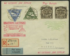 ZULEITUNGSPOST 214B BRIEF, Lettland: 1933, 2. Südamerikafahrt, Anschlußflug Ab Berlin, Einschreibbrief, Prach - Posta Aerea & Zeppelin