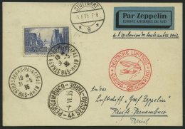 ZULEITUNGSPOST 302Aa BRIEF, Frankreich: 1935, 5. Südamerikafahrt, über Stuttgart, Prachtkarte, R! - Airmail & Zeppelin
