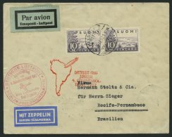 ZULEITUNGSPOST 157B BRIEF, Finnland: 1932, 4. Südamerikafahrt, Anschlußflug Ab Berlin, Prachtbrief - Zeppelines