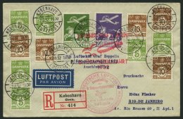 ZULEITUNGSPOST 189B BRIEF, Dänemark: 1932, 8. Südamerikafahrt, Anschlußflug Ab Berlin, Gute Frankatur, P - Zeppelins