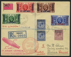 ZULEITUNGSPOST 329Ba BRIEF, Britische Post In Marokko (Tanger): 1935, 16. Südamerikafahrt, Nachbringeflug Ab Berlin - Zeppelin