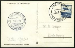 ZEPPELINPOST 449 BRIEF, 1937, Udet-Fahrt, Bordpost, Prachtkarte - Zeppelins