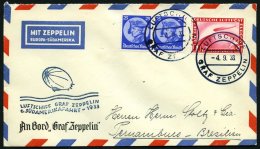 ZEPPELINPOST 229Ab BRIEF, 1933, 6. Südamerikafahrt, Bordpost Hinfahrt, Prachtbrief - Zeppelins