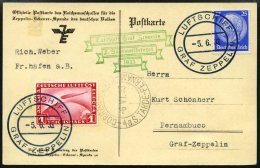 ZEPPELINPOST 214Ab BRIEF, 1933, 2. Südamerikafahrt, Bordpost Hinfahrt, Prachtkarte - Zeppelins