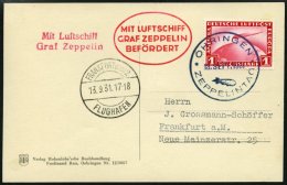 ZEPPELINPOST 128A BRIEF, 1931, Fahrt Öhringen-Frankfurt, Prachtkarte - Zeppelins