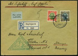 ZEPPELINPOST 114D BRIEF, 1931, Islandfahrt, Isländische Post, Mit 30 Aur Und 2 Kr., Einschreibbrief, Pracht - Zeppelins