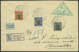 ZEPPELINPOST 114 BRIEF, 1931, Islandfahrt, Isländische Post, Einschreibbrief Mit Komplettem Satz Nach Brüssel, - Airmail & Zeppelin